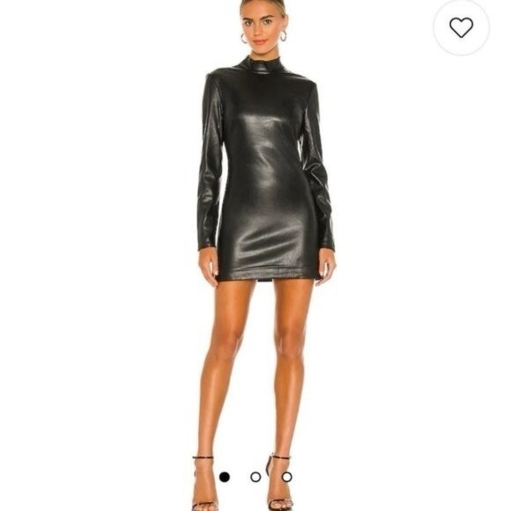 Revolve Elegant Black Faux Leather Dress